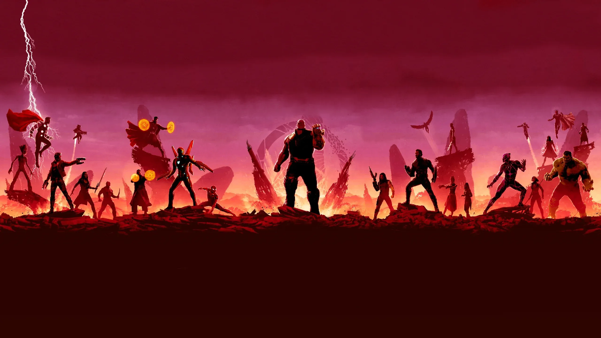 NetMirror APK banner with streaming heroes silhouettes